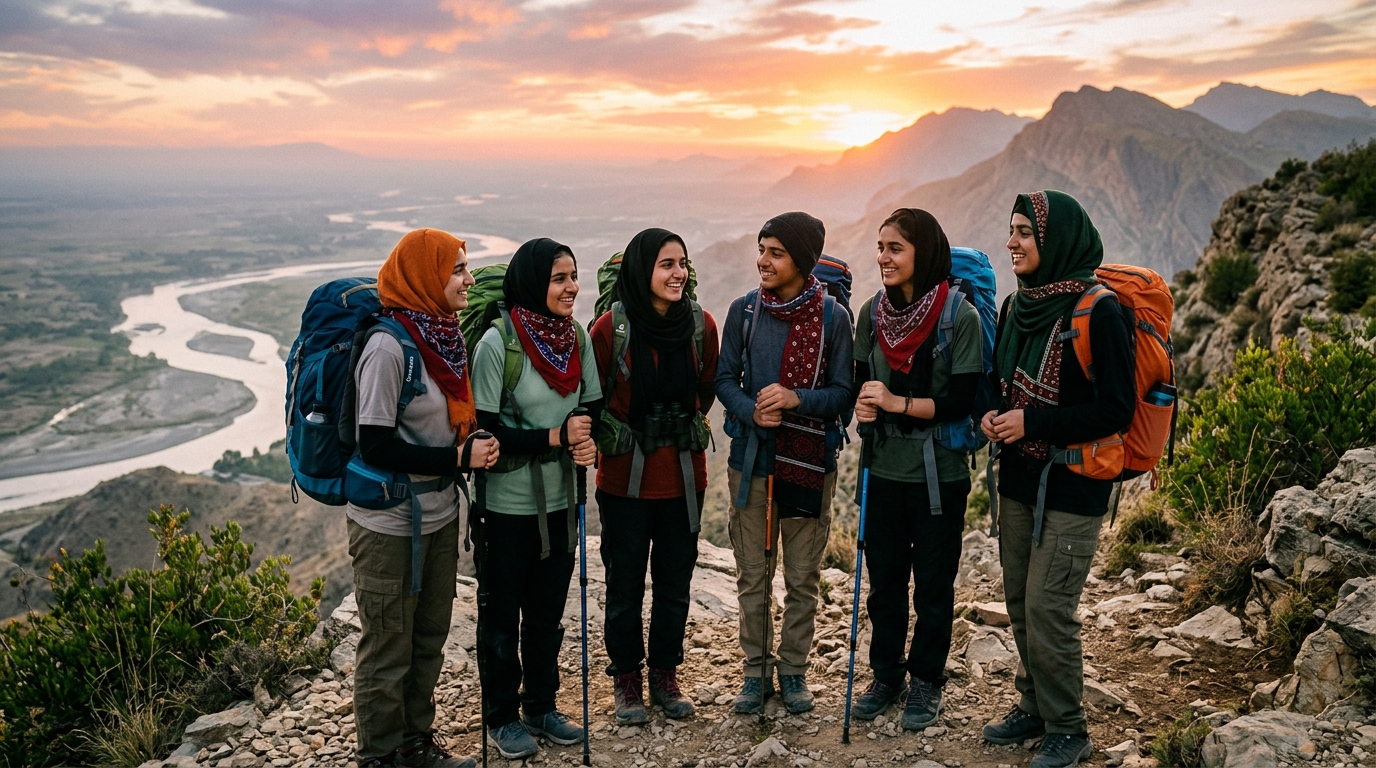 Students on mountain trekking expedition across Sindh