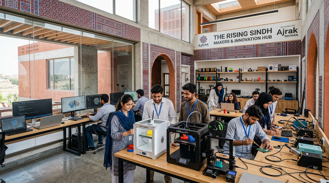 Student building at modern wooden desk with tech hardware